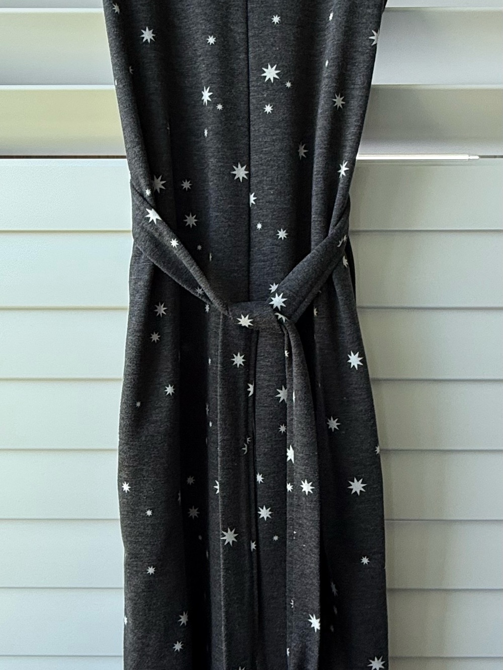 Dark Gray Star-Print Tie-Waist Casual Jumper